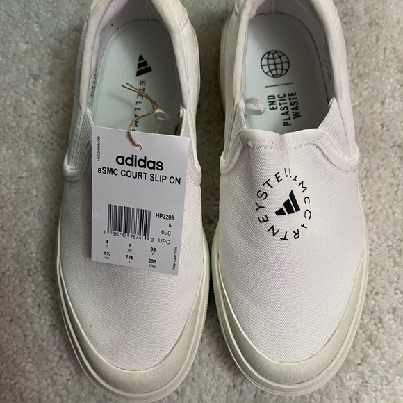 Stella McCartney with Adidas Court Slip On white tennis shoes in 5.5 US. - Picture 10 of 15